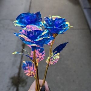 Blue Crystal Galaxy Rose - Set of 27